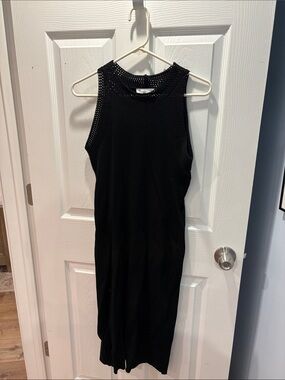 Sleek Black Sleeveless Midi Dress - Classic Knit